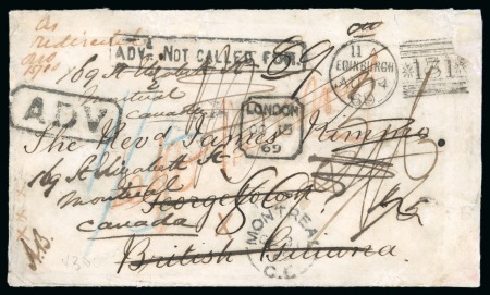 Stamp of British Guiana » Postal History 1869 Incoming stampless envelope from Edinburgh to Georgetown