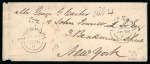 Stamp of United States » Outgoing Mail 1858, Sept 28. Envelope from Cleveland to Liverpool, franked by 1869 12c black, plate III, pair 