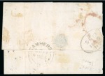 Stamp of Canada » Nova Scotia » Outgoing Mail 1855 (Sep 9). Cover (slightly reduced at left) from Amherst to Liverpool, 1851-60 3d deep blue, diagonal half and two singles