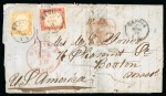 Stamp of United States » Incoming Mail Italian States - Sardinia. 1859 (March 23). Entire letter from Genoa to Boston with 1859 40c and 1858 80c