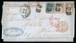 Stamp of United States » Incoming Mail Italian States - Tuscany. 1858 (April 14). Cover from Leghorn to Philadelphia, bearing 1851 9cr pair and 1857 2cr