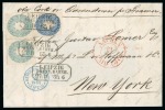 Stamp of United States » Incoming Mail German States - Saxony. 1865 (April 4). Cover from Leipzig to New York, bearing 1863 2gr and 5gr pair