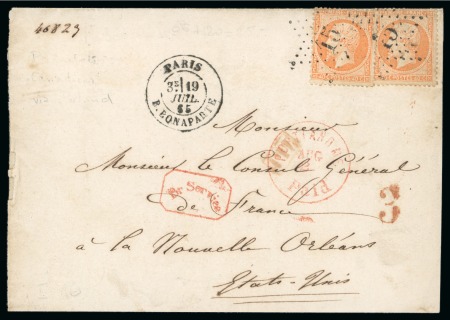 Stamp of United States » Incoming Mail France. 1865 (July 19). Single rate cover from Paris