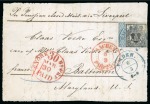 Stamp of United States » Incoming Mail German States - Hanover. 1858 (March 6). Cover front from Emden to Baltimore, with marginal 1856-57 1/15th or 2sgr