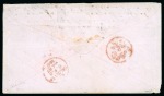 Stamp of Jamaica 1861 (Apr 24). Envelope from Kingston to a Major in the 77th Regiment in India with 1859 6d dull lilac pair