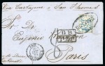 Stamp of Colombia 1864 Cover front from Bogota to France, with 1863 10c blue tied by oval "BOGOTA" hs