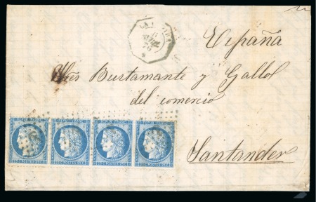 Stamp of France » Emission Cérès 1871-72 1868, Lettre de La Guaira (Venezuela) pour Santander