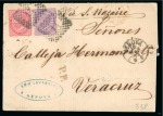 Stamp of Mexico » Incoming Mail Italy. 1874 (Mar 16). Mourning wrapper from Genoa to Veracruz, with 1863 Torino Printing 40c and 60c