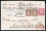 Stamp of Costa Rica » Incoming Mail France. 1873 (Dec 6). Lettersheet from Le Havre to San Jose, with two 1872 10c and a 1873 80c