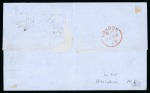 Stamp of Chile 1865 (Jan 16). Wrapper from Santiago to Paris, France, with 1856-62 Santiago Printing 5c vermilion