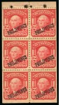 Stamp of United States » U.S. Possessions » Philippines » U.S. Administration - Regular Issues 1904, 2c scarlet, pane of six affixed to the protective paper inside the booklet