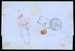 Stamp of Peru » Incoming Mail Italian States - Sardinia. 1858 (Feb 10). Wrapper from Genoa to Lima, with 1857-58 20c, 40c (3) and 80c