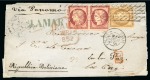 Stamp of Bolivia » Incoming Mail France. 1852 (Mar 15). Wrapper from Paris to La Paz, with 1849-50 1F carmine pair and 10c bistre