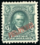 Stamp of United States » U.S. Possessions » Philippines » U.S. Administration - Regular Issues 1903, $5 dark green, mint o.g. with h.r.