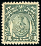 Stamp of United States » U.S. Possessions » Philippines » U.S. Administration - Regular Issues 1911, 10p deep green, mint lightly hinged, lovely centering