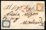 Stamp of Uruguay » Incoming Mail Italian States - Sardinia. 1858 (Aug 3) Wrapper from Genoa to Montevideo, with 1858 80c ochre orange and 1855 20c
