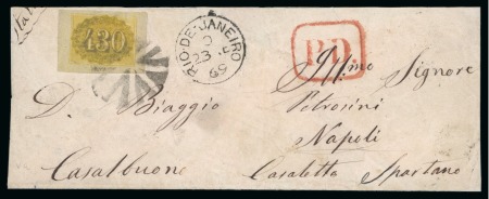 Stamp of Brazil 1866 (Apr 23) Envelope from Rio de Janeiro to Casaletto Spartano, Italy, with 1861 430r yellow