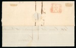 Stamp of Uruguay 1857 (Feb 21) Part cover (front and top backflap) from Montevideo to Genoa, Italy