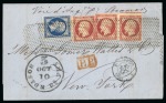 Stamp of Large Lots and Collections 1856-69. Group of 6 covers and 2 fronts sent transatlantic, all with French frankings
