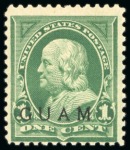 Stamp of United States » U.S. Possessions » Guam 1899 1c green from the 1900 Special Printing, original gum
