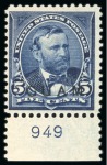 Stamp of United States » U.S. Possessions » Guam 1899 5c blue from the 1900 Special Printing, lower marginal with plate no. 949
