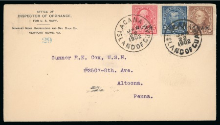 Stamp of United States » U.S. Possessions » Guam 1902 (Jan 22). Printed envelope for the Inspector of Ordnance foe the US Navy, sent to Pennsylvania with 1899 2c, 5c and 10c