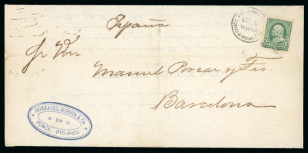 Stamp of United States » U.S. Possessions » Puerto Rico (US) » US Military Mail 1898 (Oct 8). Printed matter to Barcelona, Mil. St. n. 1, franked by 1c