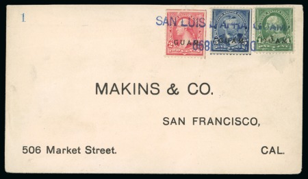 Stamp of United States » U.S. Possessions » Guam 1899 (Dec 9). Envelope from San Luis D'Apra to California, with 1899 1c, 2c and 5c, tied by blue two-line ds