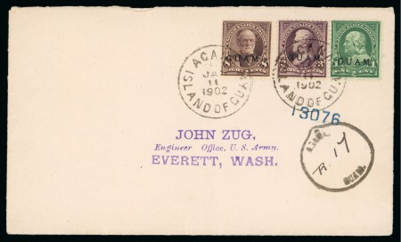 Stamp of United States » U.S. Possessions » Guam 1902 (Jan 11). Envelope from the Zug correspondence sent registered to Washington, with 1899 1c, 3c and 8c