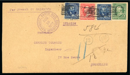 Stamp of United States » U.S. Possessions » Puerto Rico (US) » U.S. Administration - Regular Issues 1902 (Aug 16). Registered envelope to Brussels bearing forerunner 1c, 2c, and two 5c