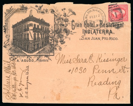 Stamp of United States » U.S. Possessions » Puerto Rico (US) » US Military Stations 1899 (Feb 17). Soldier's mail cover with 2c tied by MiIlitary Station No. 4 duplex cancel