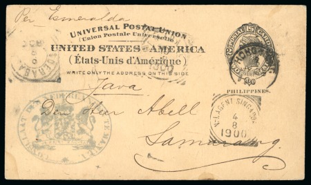 Stamp of United States » U.S. Possessions » Philippines » U.S. Administration - Regular Issues 2c postcard (Scott UX2) from the Dutch Consulate in Manila to Java