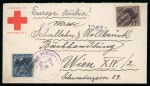 Stamp of United States » U.S. Possessions » Philippines » U.S. Administration - Regular Issues Red Cross "Humanity/Neutrality" registered envelope to Vienna, with 1899 5c and 1901 8c