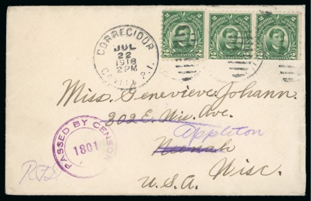 Stamp of United States » U.S. Possessions » Philippines » U.S. Administration - Regular Issues Cover from Cavite to Wisconsin, U.S.A. bearing 1914 2c part booklet pane usage
