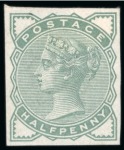 Stamp of Great Britain » 1855-1900 Surface Printed » 1880-81 Provisional Issue and 1881 1d Lilac 1880-81 Provisional Issue 1/2d to 5d set of five imprimaturs, all with large part o.g.