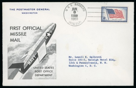 Stamp of United States 1959 United States 1st Official Missile Mail cover USS Barbero