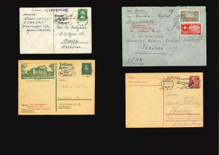 Stamp of Large Lots and Collections 1888-1959 All world - Group of 20, mostly airmail- or airmail related items, noted Switzerland 1939 --> Teheran