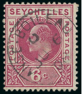Stamp of Seychelles » Regular Issues 1906 6c Carmine with central ANSE BOILEAU JU 6 08 cds