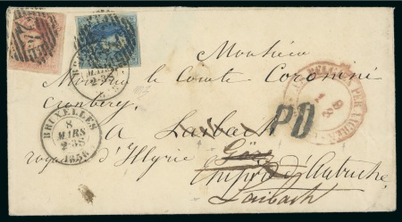 Stamp of Belgium » Belgique. 1851 Médaillons (filigrane sans cadre) - Émission 1851-54, Lettre de Bruxelles affranchissement 20 centimes