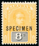 Stamp of Sarawak 1918 SARAWAK cpl. definitives with 'SPECIMEN' overprint, mint*/MNH