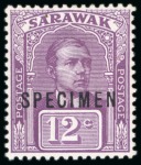 Stamp of Sarawak 1918 SARAWAK cpl. definitives with 'SPECIMEN' overprint, mint*/MNH