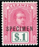 Stamp of Sarawak 1918 SARAWAK cpl. definitives with 'SPECIMEN' overprint, mint*/MNH