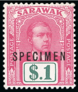 Stamp of Sarawak 1918 SARAWAK cpl. definitives with 'SPECIMEN' overprint, mint*/MNH