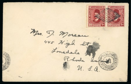 Stamp of Egypt » Booklets » King Fouad - The Second Portrait Issue (Nile Post SB10-SB11) 210m. booklet: 10m pale rose-red, horizontal pair from