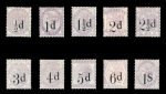 Stamp of Great Britain » 1855-1900 Surface Printed » 1880-81 Provisional Issue and 1881 1d Lilac ½d. to 1/-, the Temporary Unified Series Essays (Set