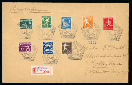 Stamp of Olympics » 1928 Amsterdam » Issued Stamps, Covers and Cancellations DURING THE GAMES: 1928 (Aug 9) Envelope sent registered from the Stadium to Rotterdam with the 1928 Olympic set of eight
