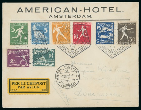 Stamp of Olympics » 1928 Amsterdam » Issued Stamps, Covers and Cancellations 1928 (Jul 5) American-Hotel printed envelope with Olympic set tied by "N2" Olympic pentagonal cancels