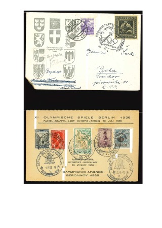 Stamp of Olympics » 1936 Berlin » Special Postmarks 1936 Berlin, two Torch Relay cards