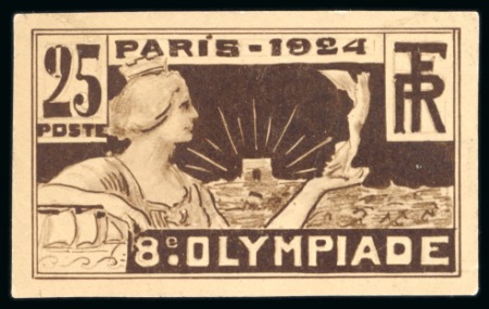 Stamp of Olympics » 1924 Paris » Essays and Proofs 1924 Paris Olympics photographic essay in brown of the 25c value, stamp size on carton paper