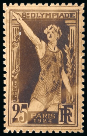 Stamp of Olympics » 1924 Paris » Essays and Proofs 1924 Paris Olympics photographic essay in brown of the 25c value showing an athlete doing the Olympic salute